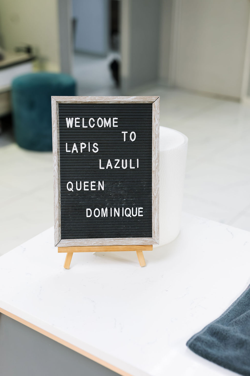 Welcome detail inside Lapis Lazuli Beauty Bar