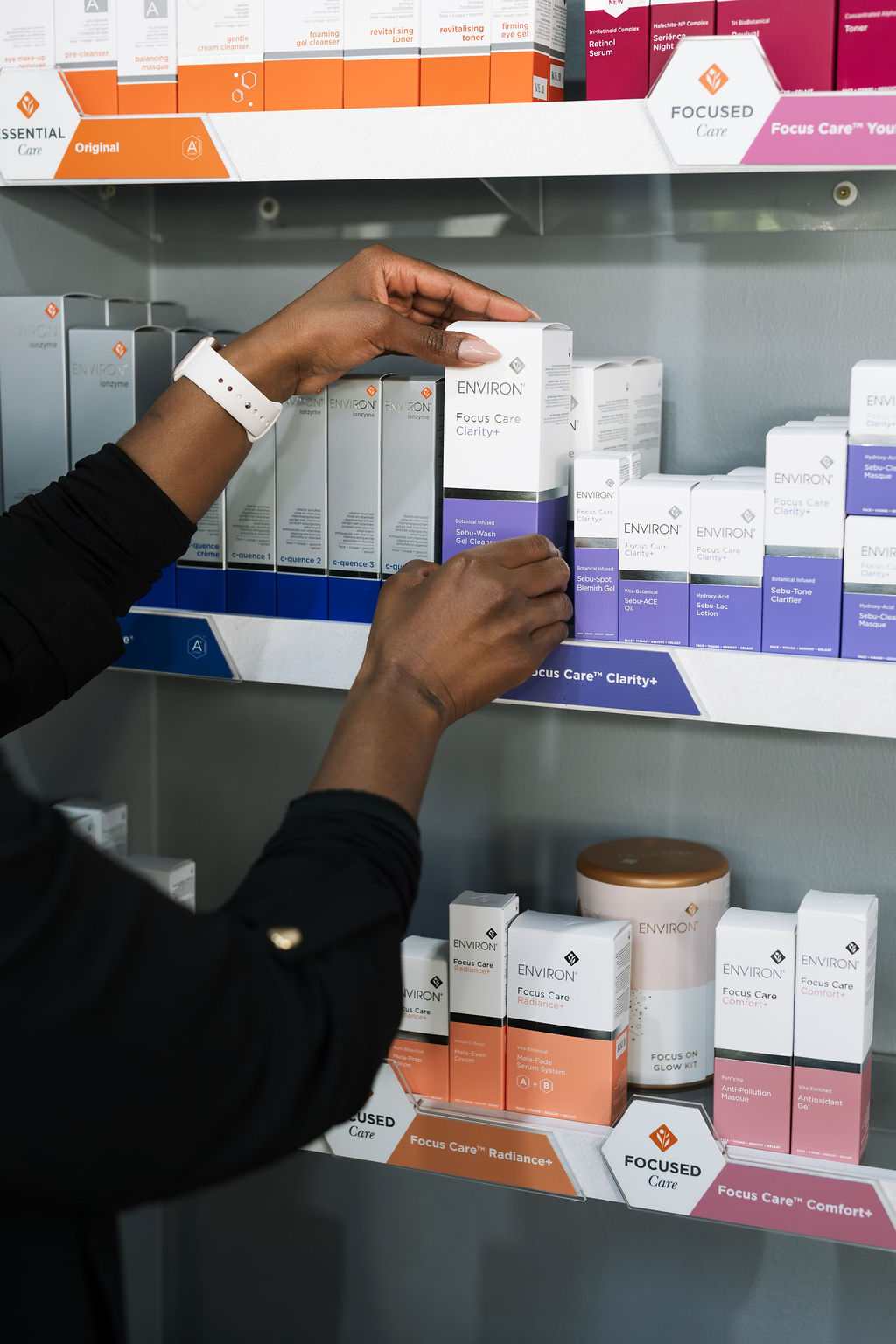 Environ product shelf at Lapis Lazuli Beauty Bar
