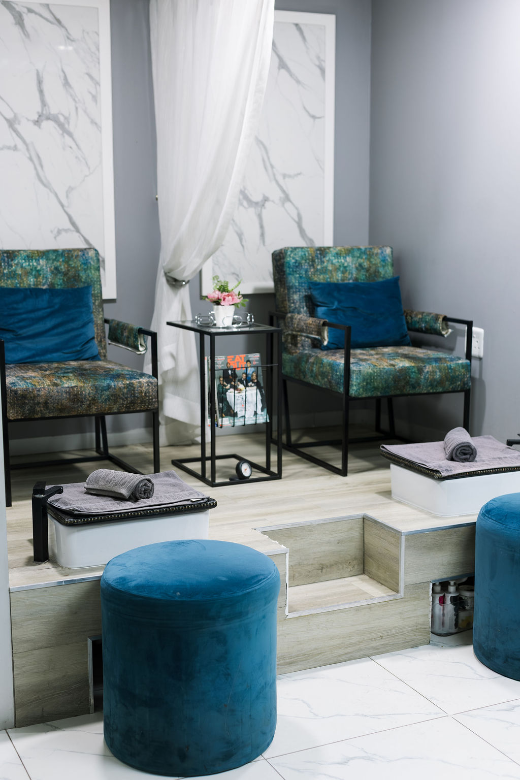Pedicure lounge inside Lapis Lazuli Beauty Bar